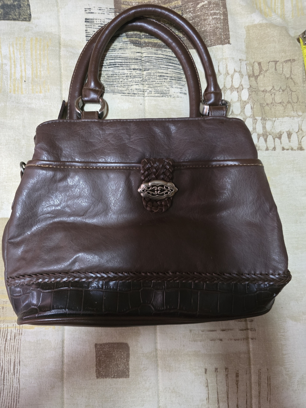 Source Unknown Brown Braided Accent Leather Satchel